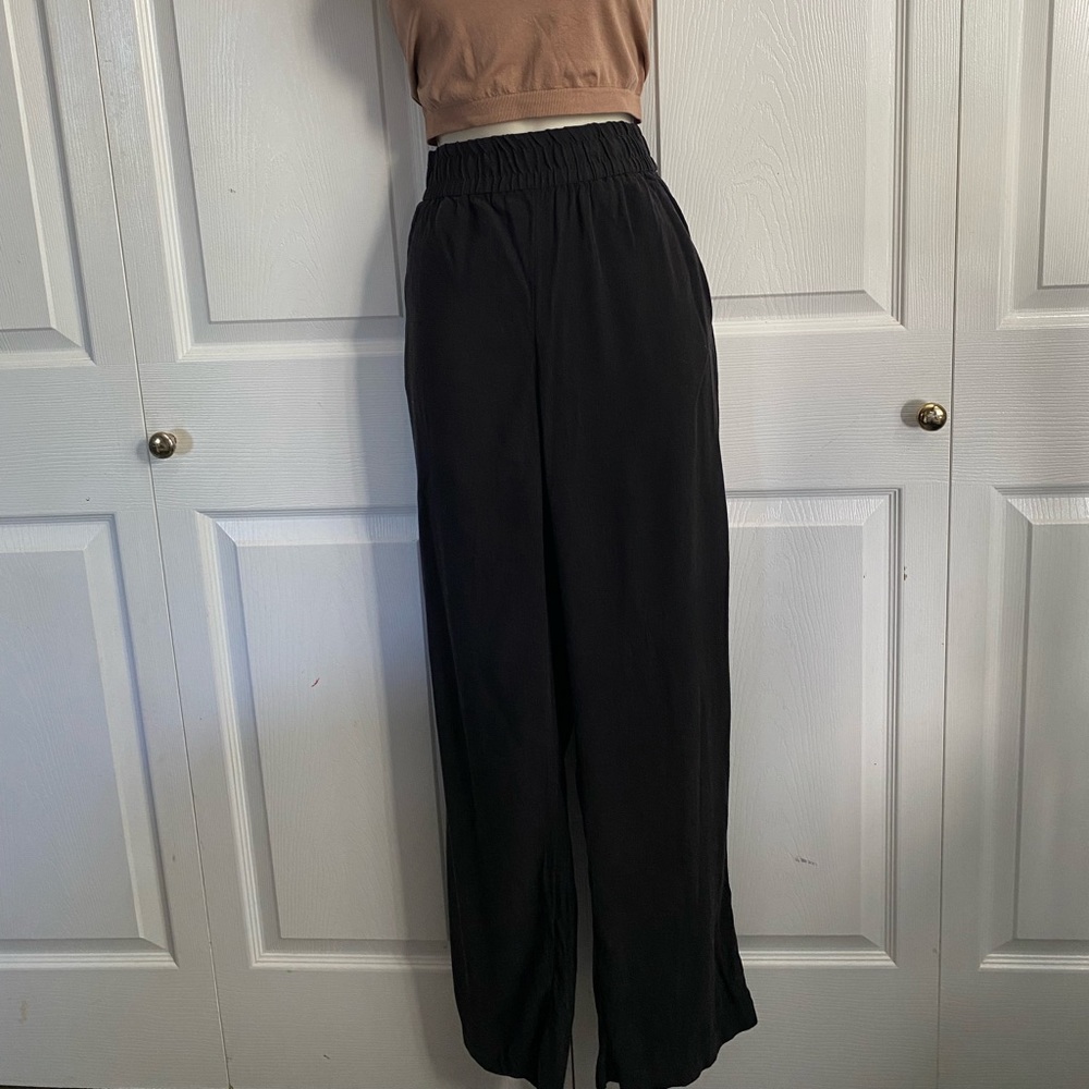 Black wide leg linen pants 30” inseam